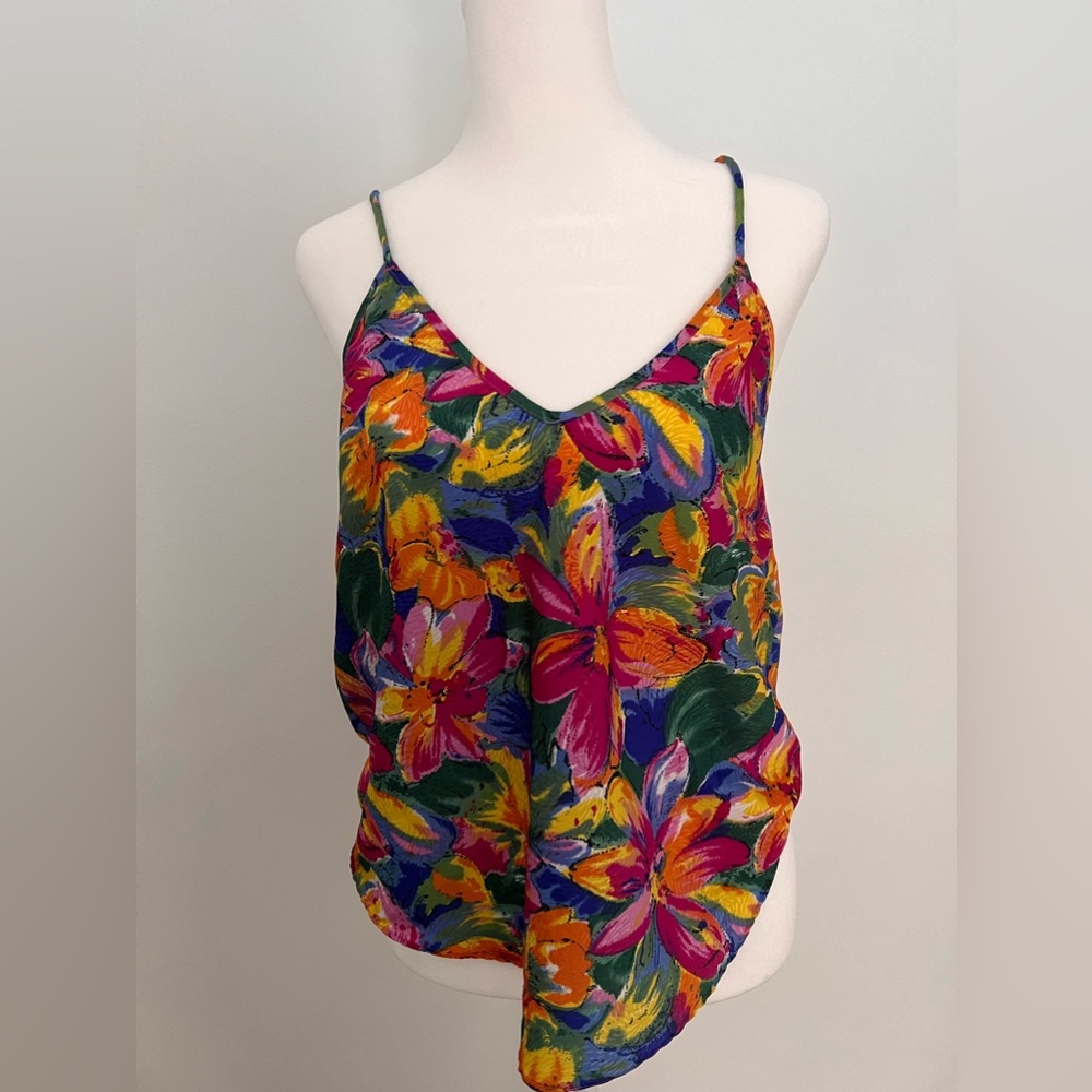 Vintage satin camisole tropical print